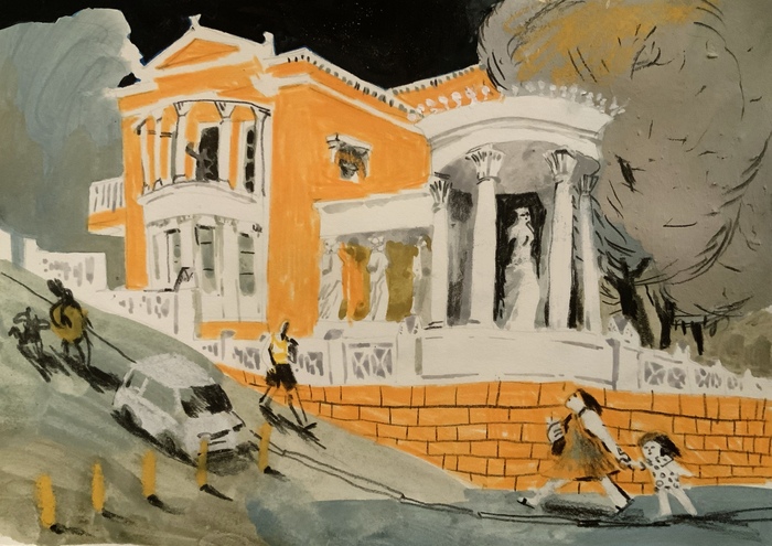 Иллюстрация Дача Милос в стиле графика | Illustrators.ru