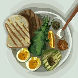 Иллюстрация тарелка с едой