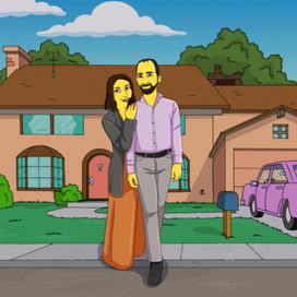 Портрет пары в стиле Симпсонов
