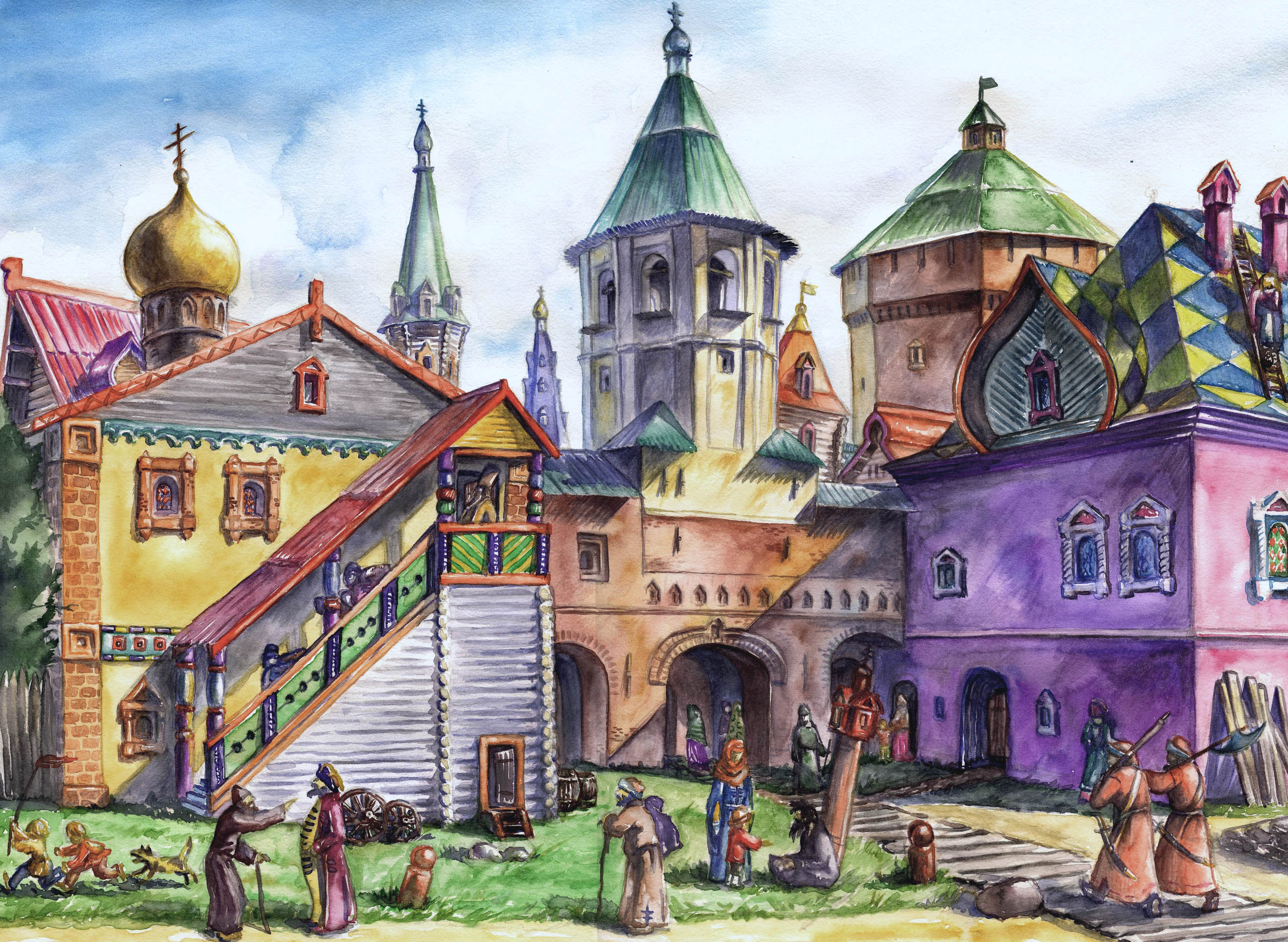 Иллюстрация Древний Новгород в стиле 2d