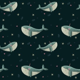 Паттерн с милыми китами