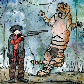 Иллюстрация к сказке «Тигр и человек» 