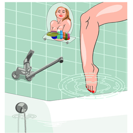 Женщина и ванна 1. Постер. Векторная графика. Работа сделана в Adobe Photoshop.