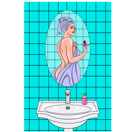 Женщина и ванна 3. Постер. Векторная графика. Работа сделана в Adobe Photoshop.