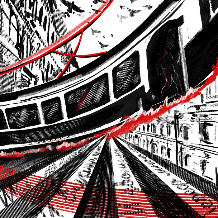 Иллюстрация Заблудившийся трамвай (Н. Гумилев) в стиле графика,