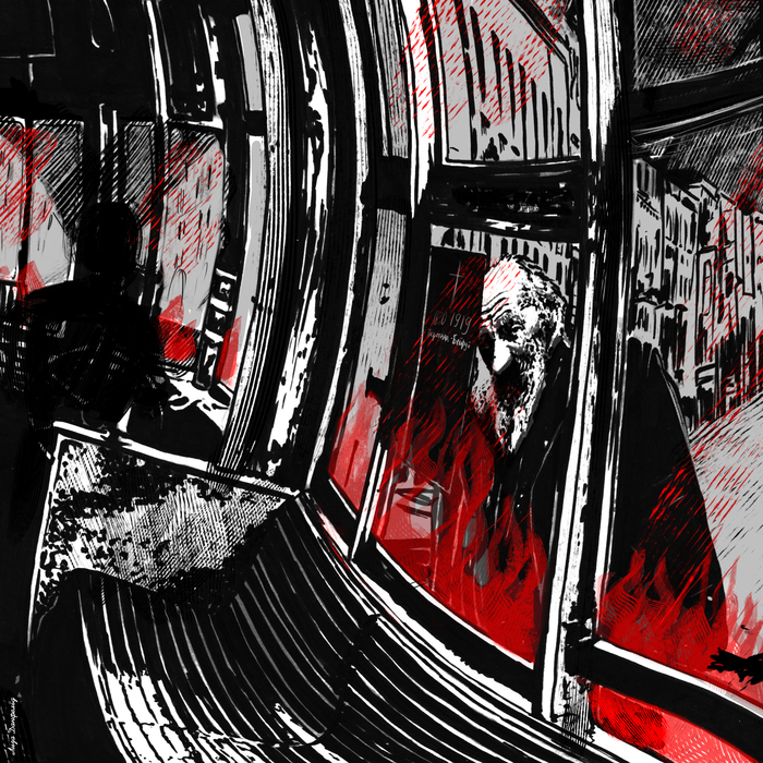 Иллюстрация Заблудившийся трамвай (Н. Гумилев) в стиле графика,