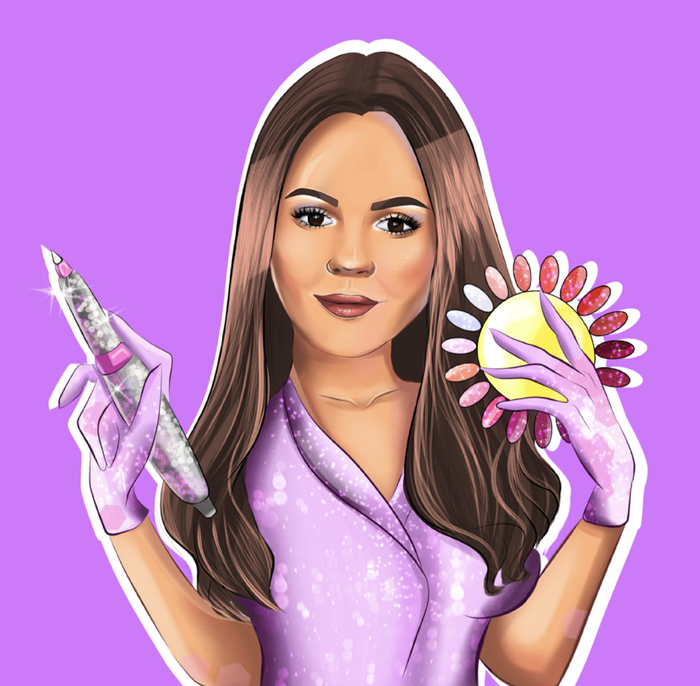 Иллюстрация Бьюти портрет для мастера маникюра в стиле графика,