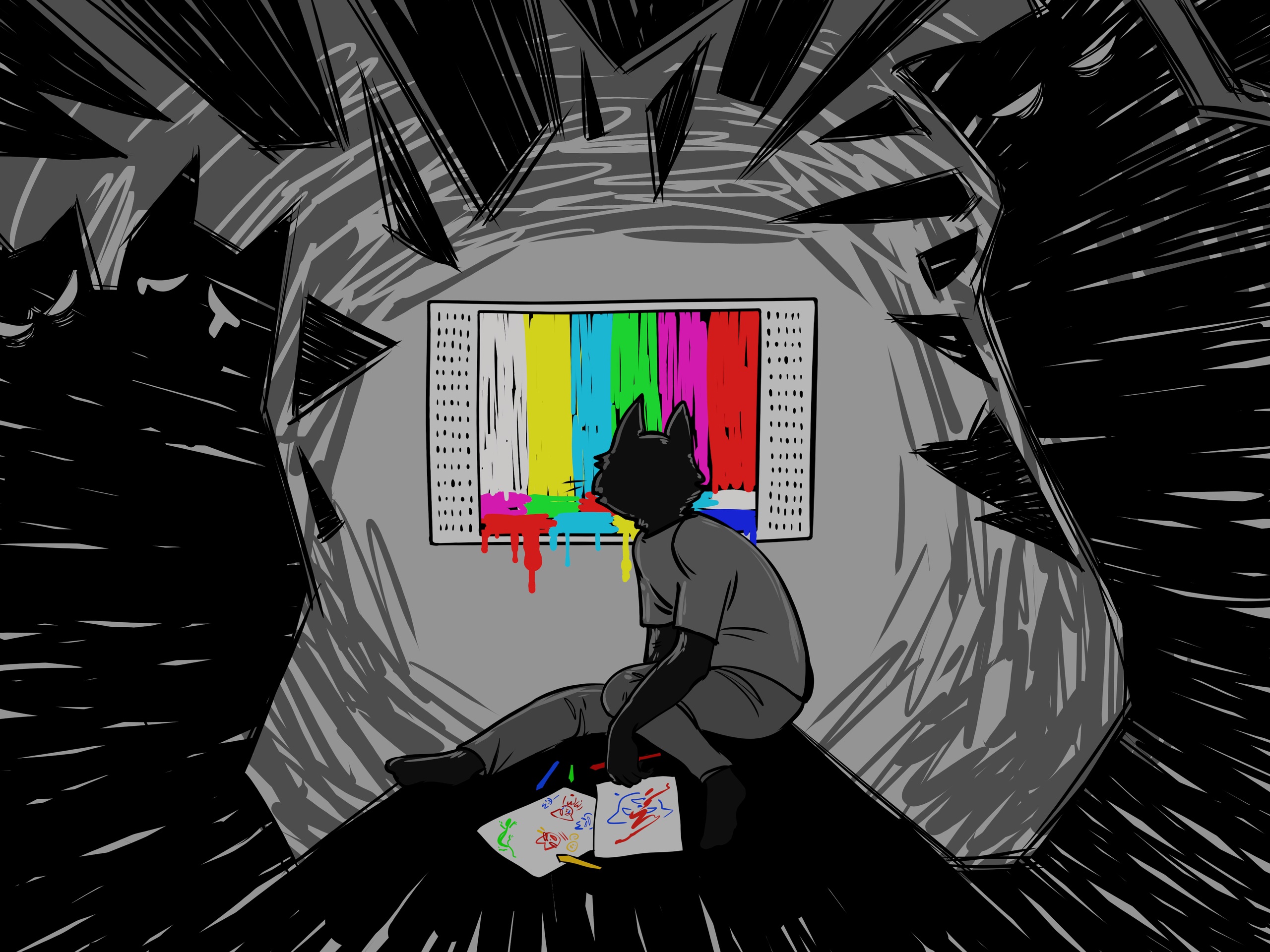 Иллюстрация "счастливое" детство в стиле 2d