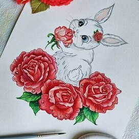 кролик в розах