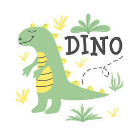 Детский принт с динозавром.
