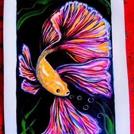 Открытка. Рыбка петушок.