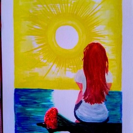 Открытка. Девушка смотрит на море. А5