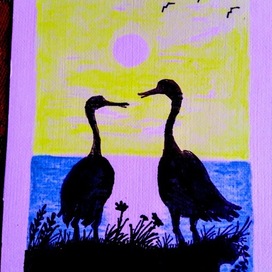 Открытка. Журавли. 