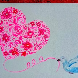 Открытка. Цветочное сердце.