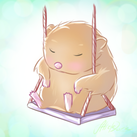 Сонный зверёк на качельках