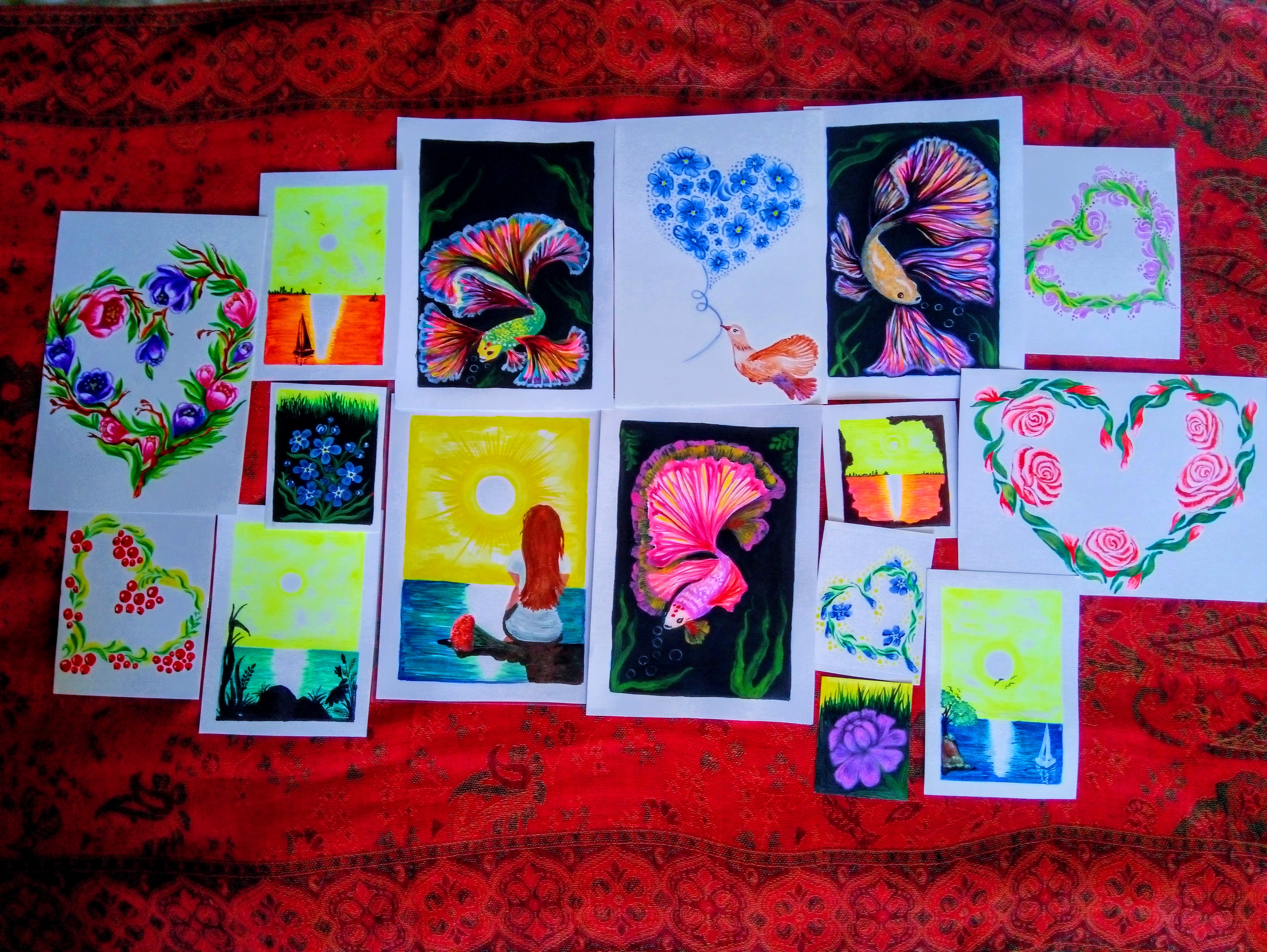 Некоторые открытки. Разные размеры от А7 до А5.