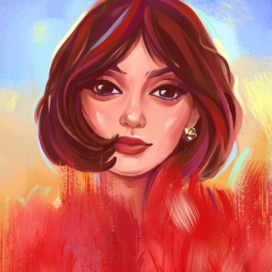 Портрет девушки в красном