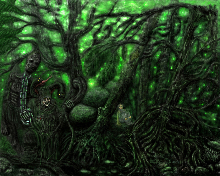 Иллюстрация Rotten forest в стиле компьютерная графика