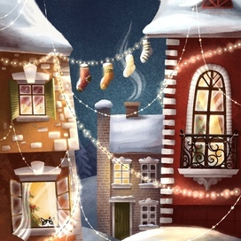 Winter illustration.Postcard