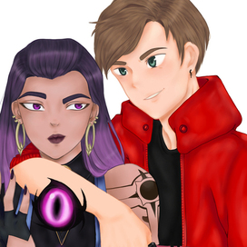 Портрет друга с персонажем из шутера Valorant