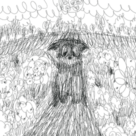 собачка в поле