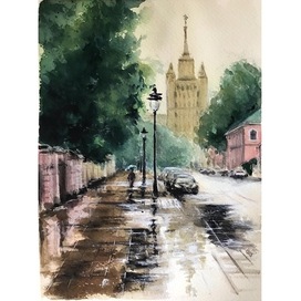Москва, дождь