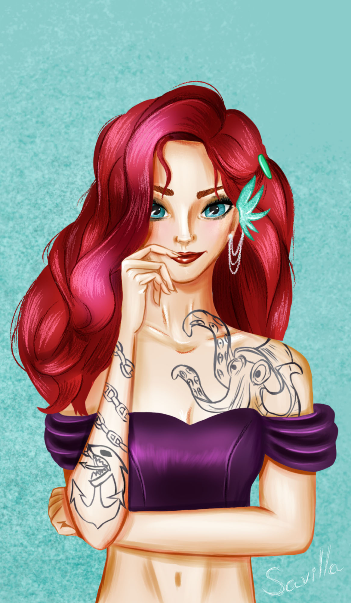 Иллюстрация Ариэль современная в стиле портрет | Illustrators.ru