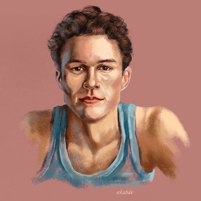 Иллюстрация Молодой Хит Леджер в стиле 2d, графика, компьютерная