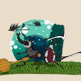Иллюстрация в стиле игры hollow knight (original characters)