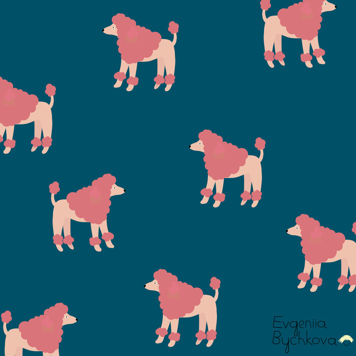 Иллюстрация Бесшовный паттерн с розовыми пуделями. Милый дзайн