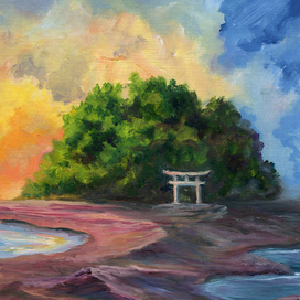 Ворота тории в у входа в лес