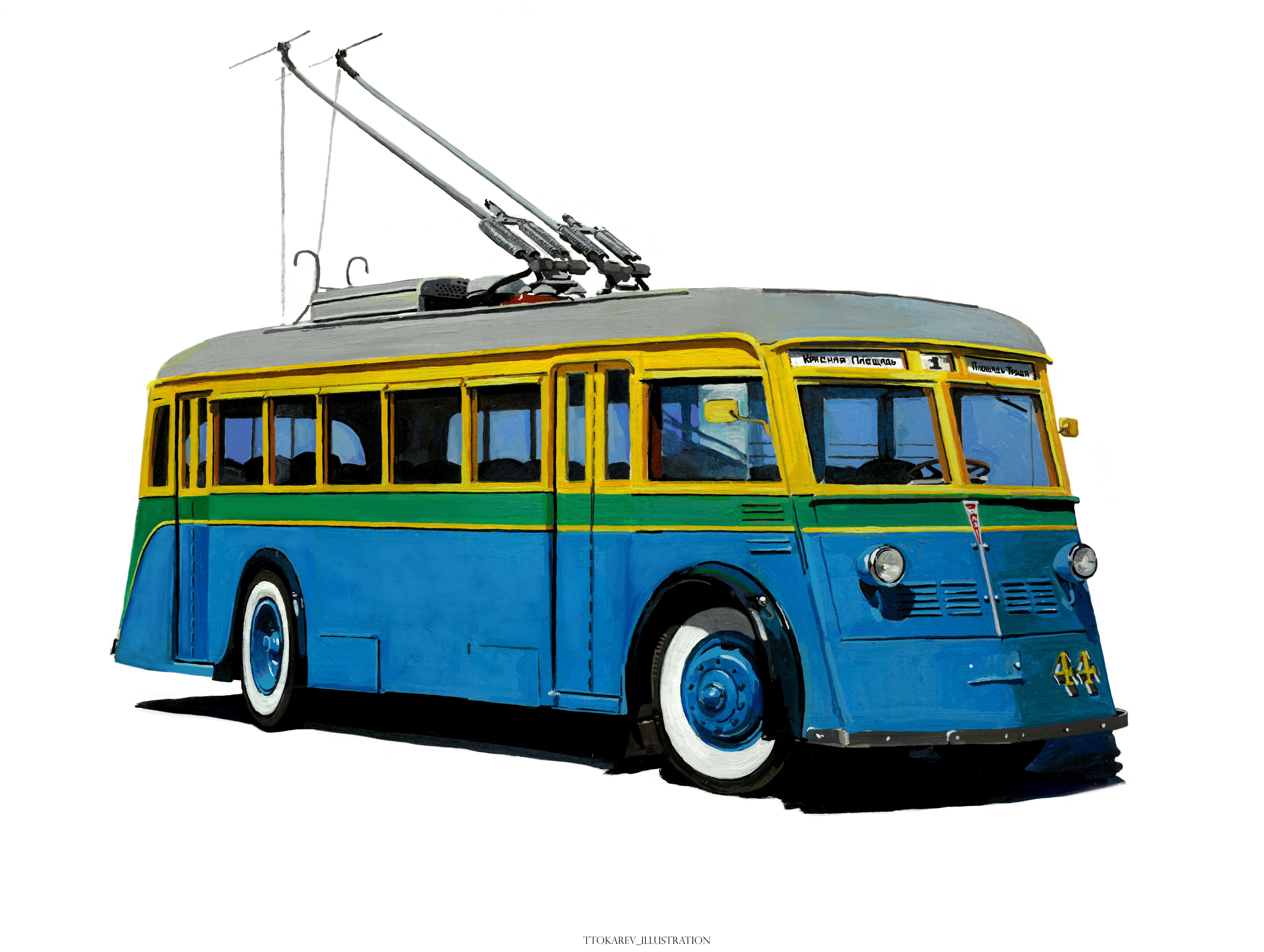 Модель троллейбуса ЯТБ-1 рисунок
