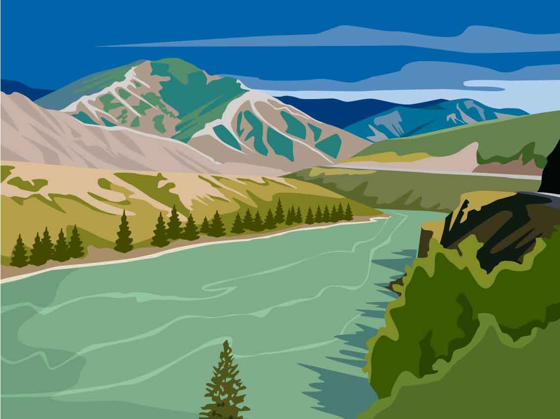 Иллюстрация Алтай в стиле 2d, живопись, компьютерная графика