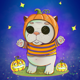 Хеллоуин собака и тыква
