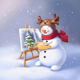 Снеговик художник 