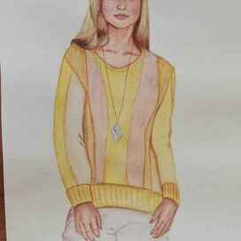 Портрет девушки акварелью