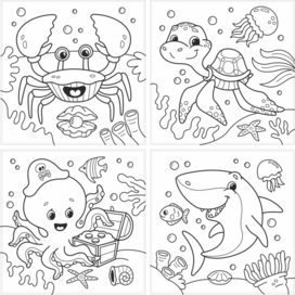 Раскраски онлайн Морские обитатели бесплатно