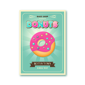 Плакат с пончиком (донатом) в ретро-стиле