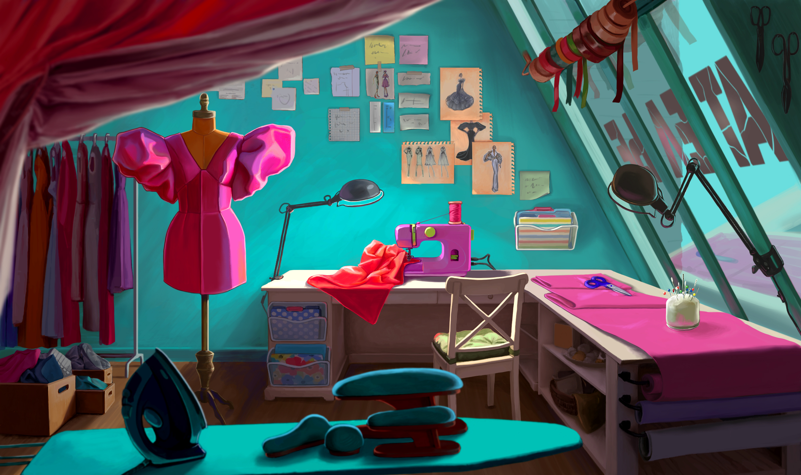 Иллюстрация Ателье concept art в стиле интерьеры | Illustrators.ru