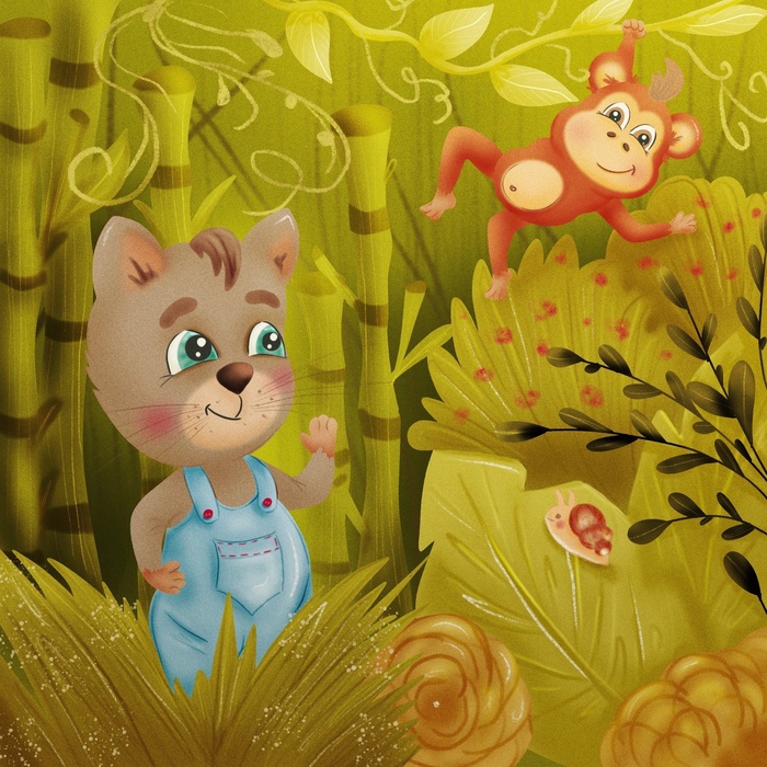 Иллюстрация Приключение кота Барсика в стиле детский, книжная