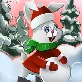 Зайчик делает снеговика