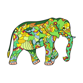 Слон узор цветной