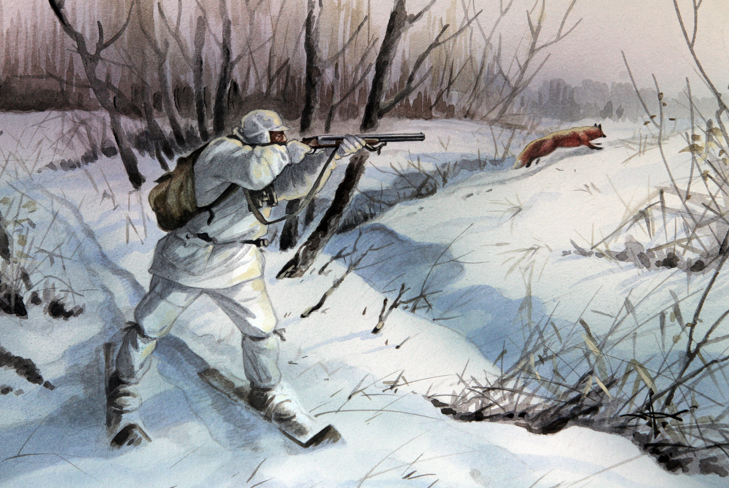 Иллюстрации зимняя охота