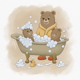 Мишки принимают ванну