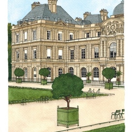 Вид на Люксембургский дворец, Париж