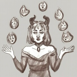 скетч девочки-демона