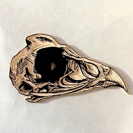 Череп цесарки линогравюра 