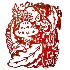 Линогравюра Осень в лесу 