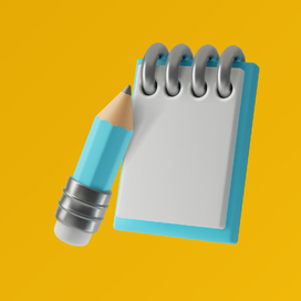3d блокнот с карандашом для заметок или списка задач