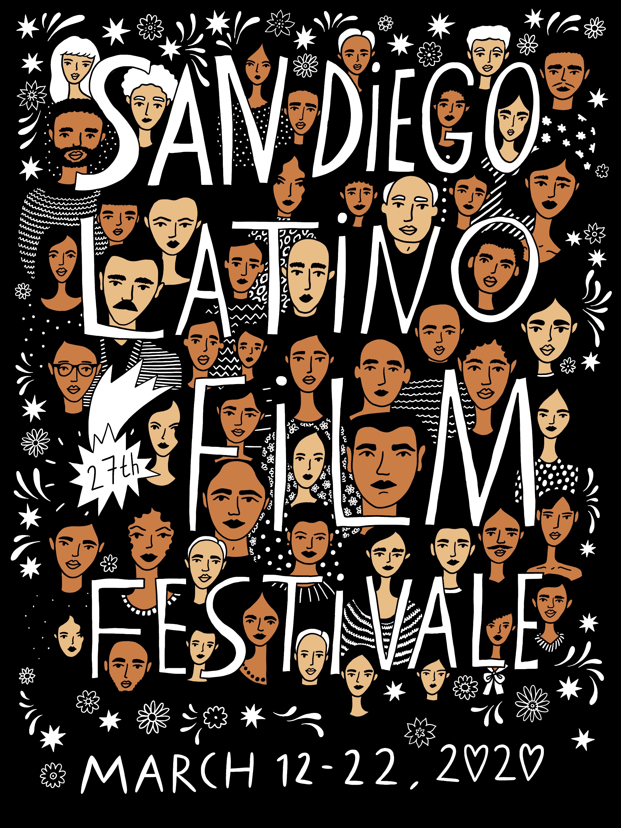 Иллюстрация San Diego Latino Film Festival 2020 в стиле плакат